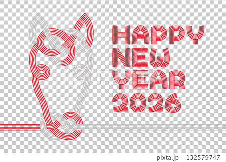 Horse Mizuhiki New Year's card, 2026, Year of the Horse, Happy New Year, Simple design 132579747