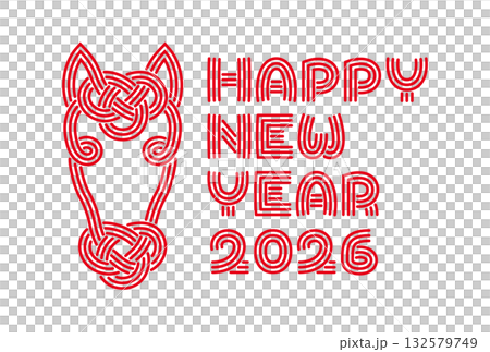 Horse Mizuhiki New Year's card, 2026, Year of the Horse, Happy New Year, Simple design Horse Mizuhiki New Year's card, 2026, Year of the Horse, Happy New Year, Simple design 132579749