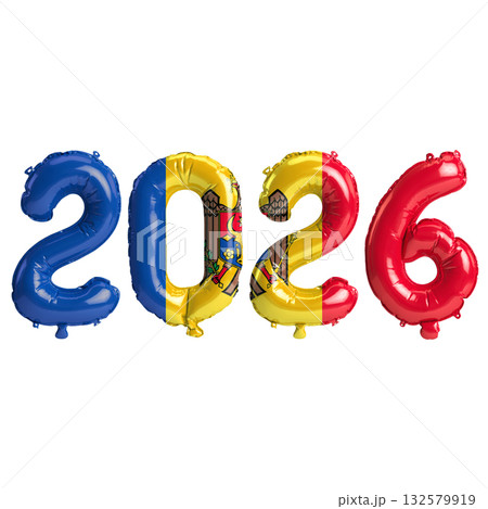Moldova flag colors 2026 3d illustration, balloon numbers 3d rendering on t.. Moldova flag colors 2026 3d illustration, balloon numbers 3d rendering on t.. 132579919