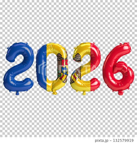 Moldova flag colors 2026 3d illustration, balloon numbers 3d rendering on t.. Moldova flag colors 2026 3d illustration, balloon numbers 3d rendering on t.. 132579919