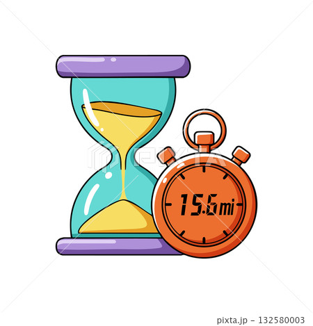 Hourglass and stopwatch measuring time with digital display and sand timer concept vector illustration Hourglass and stopwatch measuring time with digital display and sand timer concept vector illustration 132580003
