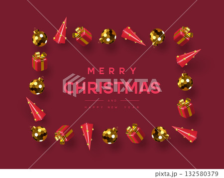 Modern 3D Christmas greeting card 132580379