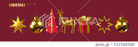 Set of 3D Christmas decorative elements 132580380