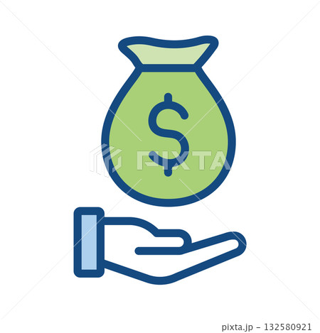 Money Bag with Hand and Dollar Sign Icon Money Bag with Hand and Dollar Sign Icon 132580921