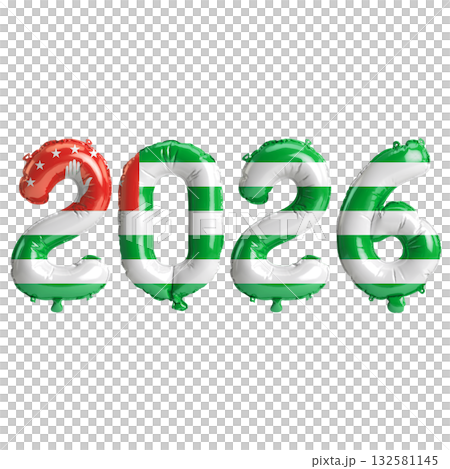 Republic of the Congo flag colors 2026 3d illustration, balloon numbers 3d .. Republic of the Congo flag colors 2026 3d illustration, balloon numbers 3d .. 132581145