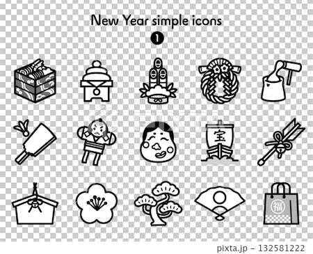 Simple Icon Collection New Year 132581222
