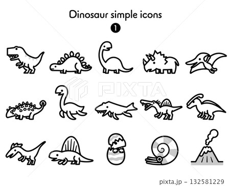 シンプルアイコン集 恐竜 132581229