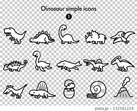 シンプルアイコン集 恐竜 132581229