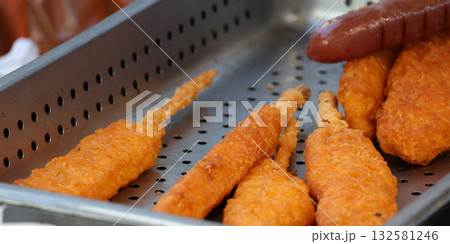 Korean street food deep fried shrimp and snack 132581246