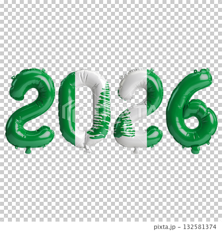 Norfolk Islana Norfolk Island flag colors 2026 3d illustration, balloon numb.. 132581374