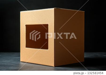 empty white box on wooden background 132581454