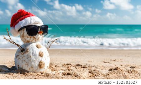 sand snowman on the beach sand snowman on the beach 132581627