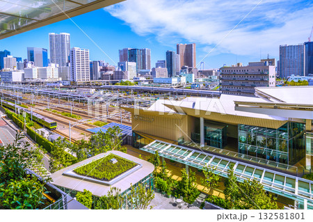 日本の東京都市景観新幹線や山手線、芝浦アイランドケープタワーなどタワーマンション群を望む 日本の東京都市景観新幹線や山手線、芝浦アイランドケープタワーなどタワーマンション群を望む 132581801