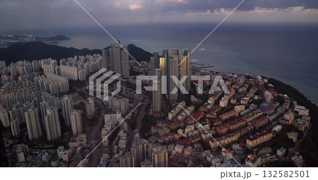 Busan cityscape and coastal urban development at twilight Busan cityscape and coastal urban development at twilight 132582501