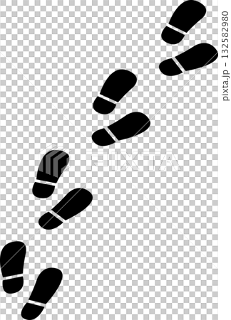 Silhouette-style footprint icon material inspired by the traces of shoe soles | Vector illustration that can be used for hiking and maps 132582980