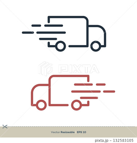 Fast Delivery Truck Line Art Icon Vector Logo Template Illustration Design. Vector EPS 10. 132583105