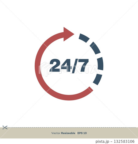 Open 24/7 Icon Vector Logo Template Illustration Design. Vector EPS 10. 132583106