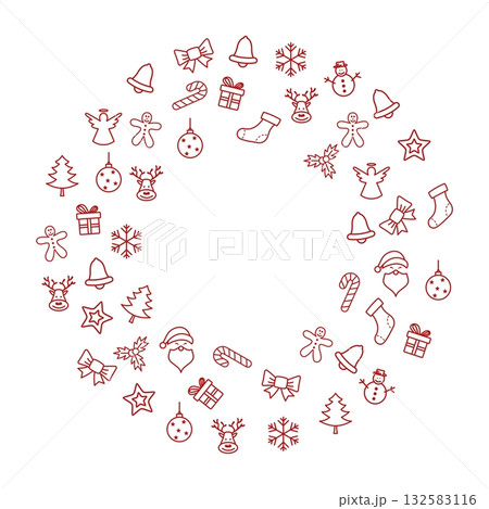 Merry Christmas and Happy New Year Eve Greeting Card Vector Template Illustration Design. Vector EPS 10. 132583116