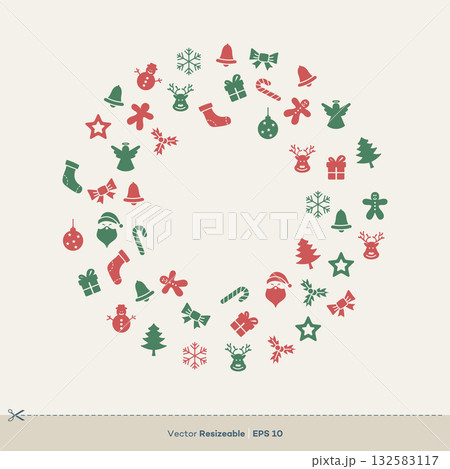 Merry Christmas and Happy New Year Eve Greeting Card Vector Template Illustration Design. Vector EPS 10. 132583117
