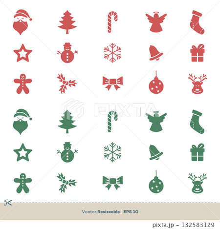 Christmas Element Icon Set Vector Logo Template Illustration Design. Vector EPS 10. 132583129