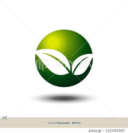 Ecology Leaf Sphere Icon Vector Logo Template Illustration Design. Vector EPS 10. 132583307