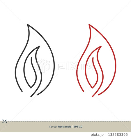 Line Art Flame Icon Vector logo Template Illustration Design. Vector EPS 10. 132583396