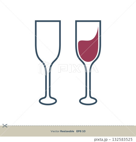 Wine Glass Icon Vector Logo Template Illustration Design. Vector EPS 10. 132583525