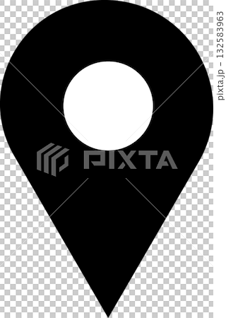 目的地や位置情報を示す、シンプルで使いやすい黒いポインターアイコンのベクターイラスト｜ナビゲーション 132583963