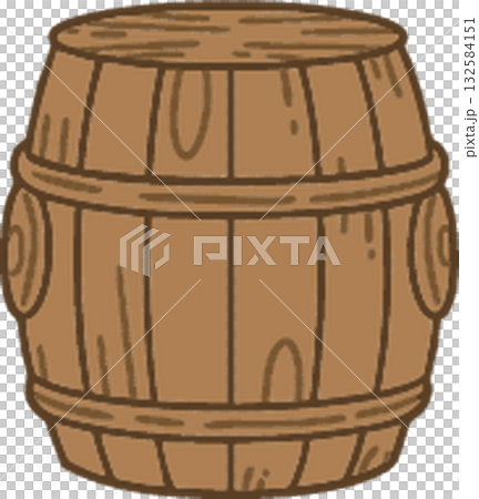 wooden barrel with tap 132584151