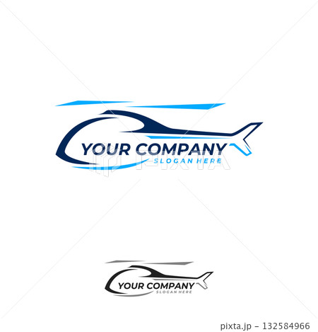 Helicopter company logo vector design template with color blue Helicopter company logo vector design template with color blue 132584966