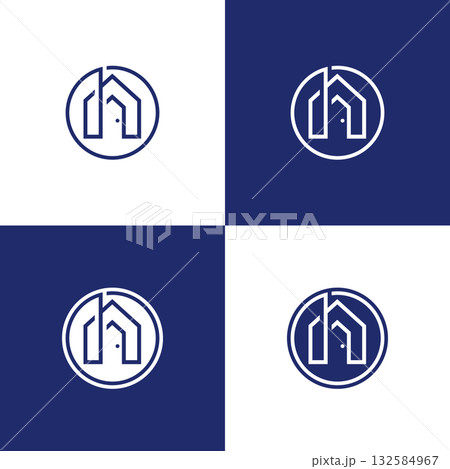 Simple and minimalis round Home company logo vector design template Simple and minimalis round Home company logo vector design template 132584967