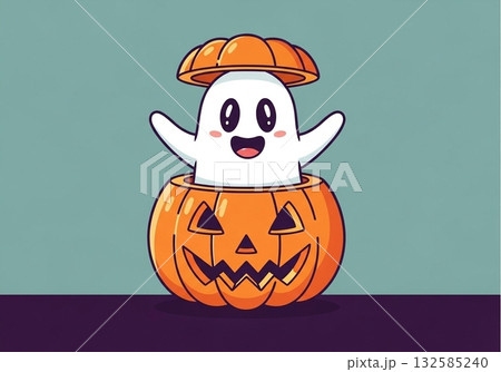 happy halloween pumpkin on blue background 132585240