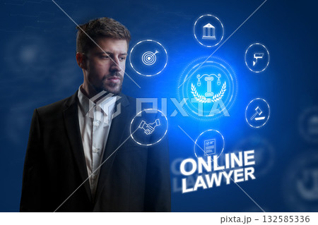 Professional lawyer focuses on digital legal services for modern clients Professional lawyer focuses on digital legal services for modern clients 132585336