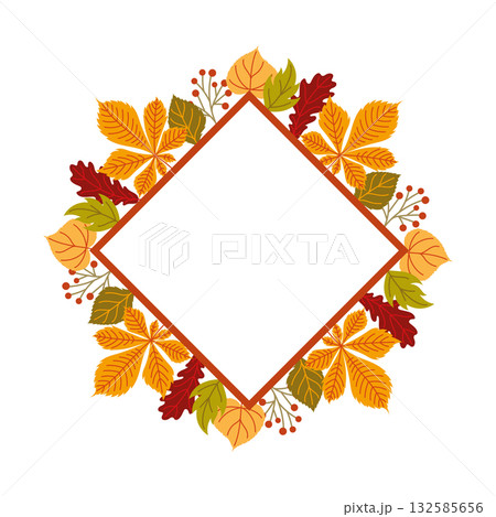 Autumn botanical frame with colorful leaves Autumn botanical frame with colorful leaves 132585656