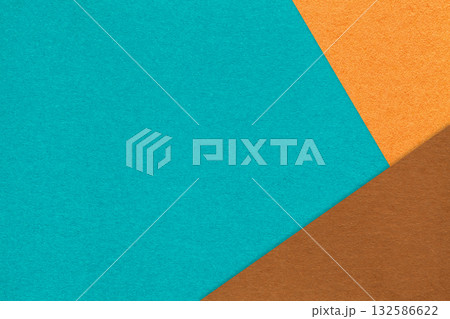 Abstract turquoise, orange and brown paper background with copy space. Template for presentation, banner, card design Abstract turquoise, orange and brown paper background with copy space. Template for presentation, banner, card design 132586622