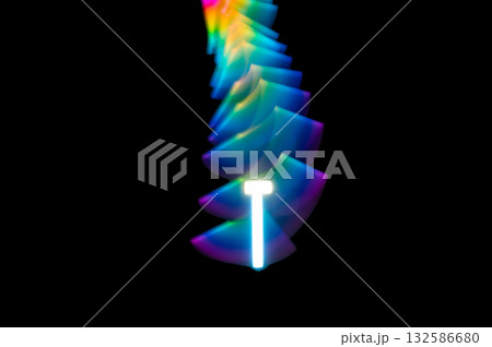 Light Painted Hammer with Aurora Background Symbol of Power, Energy, and Strength 132586680