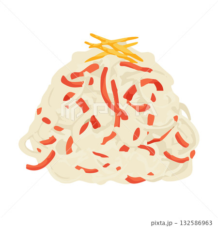 紅白なます　水彩風手描きベクターイラスト 132586963