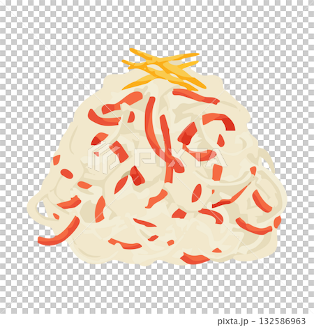 紅白なます　水彩風手描きベクターイラスト 132586963