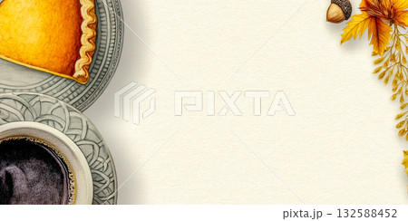 ラテアートと季節のフルーツをレイアウトした上品背景 ラテアートと季節のフルーツをレイアウトした上品背景 132588452