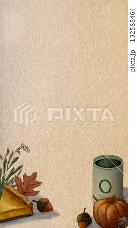 ラテアートと季節のフルーツをレイアウトした上品背景 ラテアートと季節のフルーツをレイアウトした上品背景 132588464