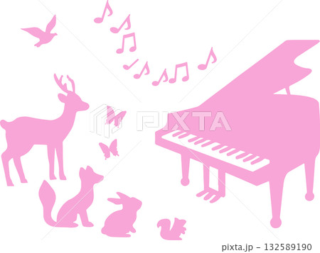 森のピンクなピアノ 132589190
