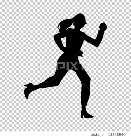 走るビジネスウーマンのシルエット 132589404