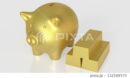 The Piggy Bank and Gold Bar for Business concept 3d Rendering. 132589573
