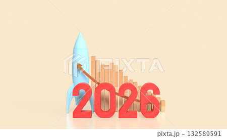 The Rocket and 2026 Chart for Business concept 3d Rendering. The Rocket and 2026 Chart for Business concept 3d Rendering. 132589591