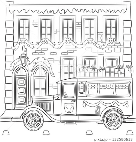 Christmas bus in Rothenburg ob der Tauber Germany 132590615