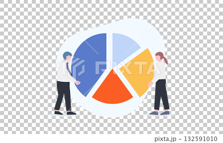 市場占有率を示す円グラフとビジネスパーソン 132591010
