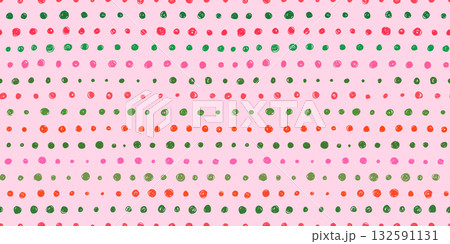 Red and green doodle dots vector seamless pattern, Small sketched spots in lines on pink background for Christmas banners Red and green doodle dots vector seamless pattern, Small sketched spots in lines on pink background for Christmas banners 132591131