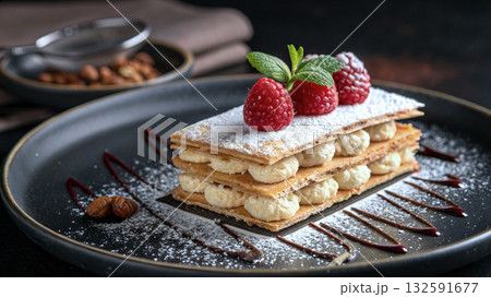 ベリーを添えたミルフィーユ 132591677