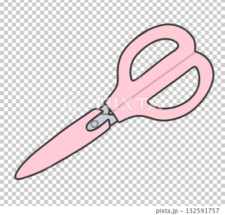 ピンクのハサミのイラスト 132591757