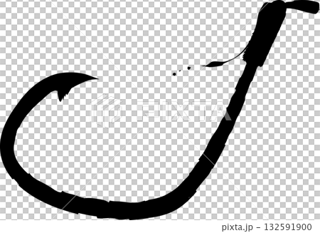Sumi-e fishing hook - fishing equipment silhouette illustration Sumi-e fishing hook - fishing equipment silhouette illustration 132591900